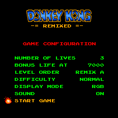 DK Remixed menu