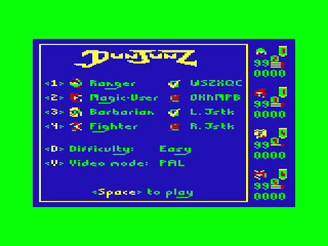 New Dunjunz options screen